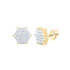 10kt Yellow Gold Hexagon Cluster Diamond Earrings - A Mesmerizing Statement Piece by Splendid Jewellery product  Top View from Splendid Jewellery