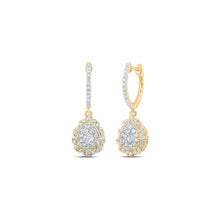 Load image into Gallery viewer, 10kt Yellow Gold Women&#39;s Round Diamond Hoop Dangle Earrings 1/2 Cttw - Radiant Sparkle Elegance product  Top View from Splendid Jewellery