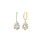 10kt Yellow Gold Women's Round Diamond Hoop Dangle Earrings 1/2 Cttw - Radiant Sparkle Elegance product  Top View from Splendid Jewellery