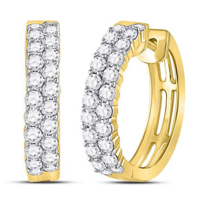 Earrings | 10kt Yellow Gold Womens Round Diamond Hoop Earrings 1-1/2 Cttw | Splendid Jewellery GND