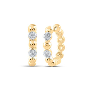 Earrings | 10kt Yellow Gold Womens Round Diamond Hoop Earrings 1/10 Cttw | Splendid Jewellery GND