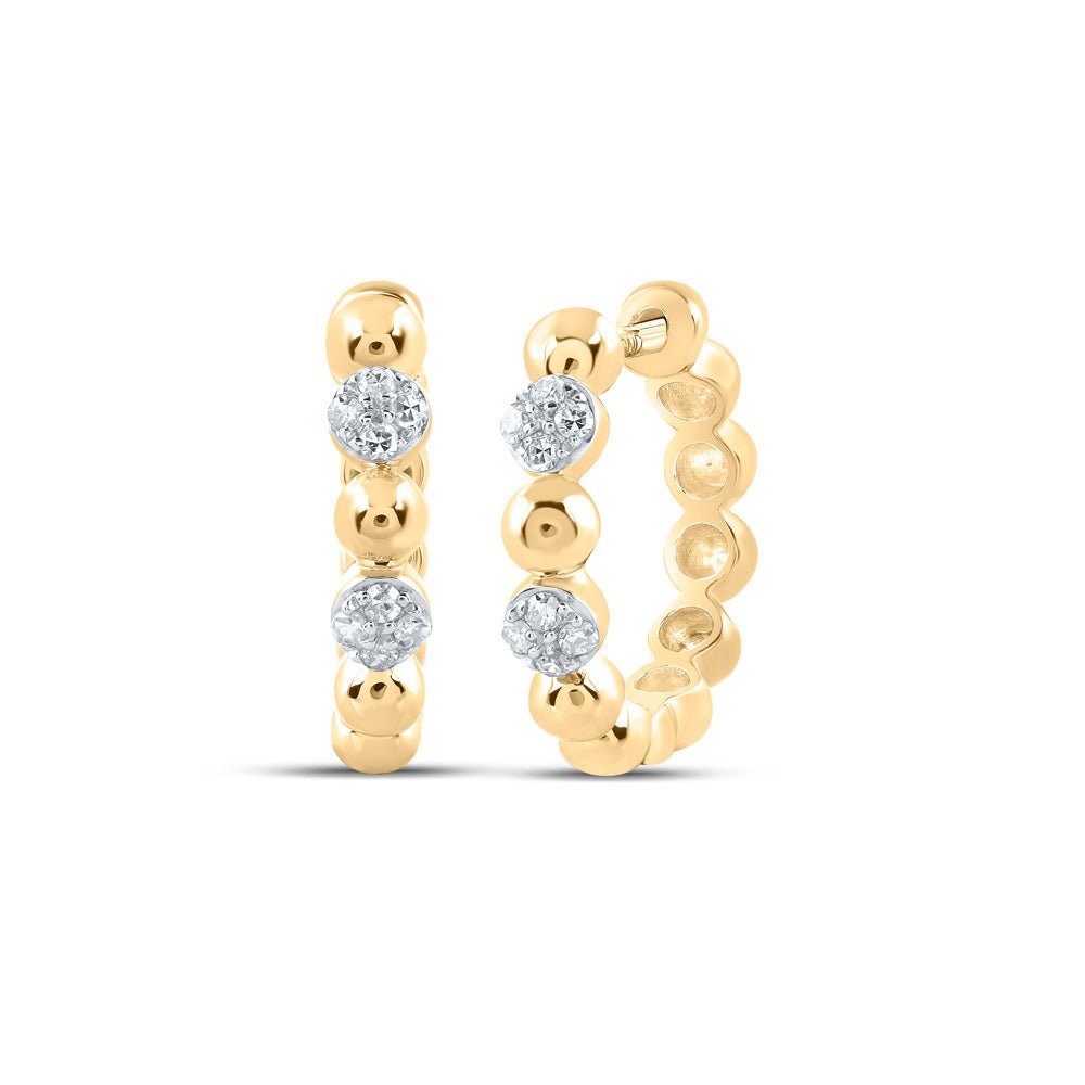 Earrings | 10kt Yellow Gold Womens Round Diamond Hoop Earrings 1/10 Cttw | Splendid Jewellery GND