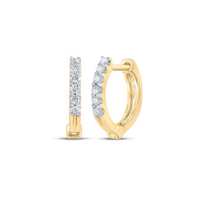 Load image into Gallery viewer, 10kt Golden Radiance Diamond Hoop Earrings product  Top View from Splendid Jewellery