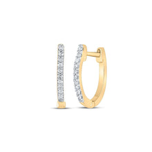 Load image into Gallery viewer, Splendid Jewellery 10kt Yellow Gold Diamond-Encrusted Hoop Earrings product  Top View from Splendid Jewellery