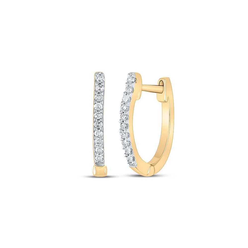 Earrings | 10kt Yellow Gold Womens Round Diamond Hoop Earrings 1/12 Cttw | Splendid Jewellery GND