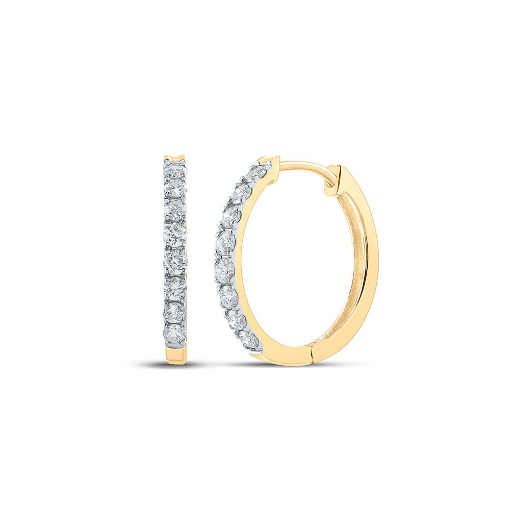 Earrings | 10kt Yellow Gold Womens Round Diamond Hoop Earrings 1/2 Cttw | Splendid Jewellery GND