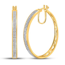 Load image into Gallery viewer, Radiant Reflections: 10kt Yellow Gold Diamond Hoop Earrings product  Top View from Splendid Jewellery
