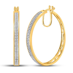 Earrings | 10kt Yellow Gold Womens Round Diamond Hoop Earrings 1/2 Cttw | Splendid Jewellery GND