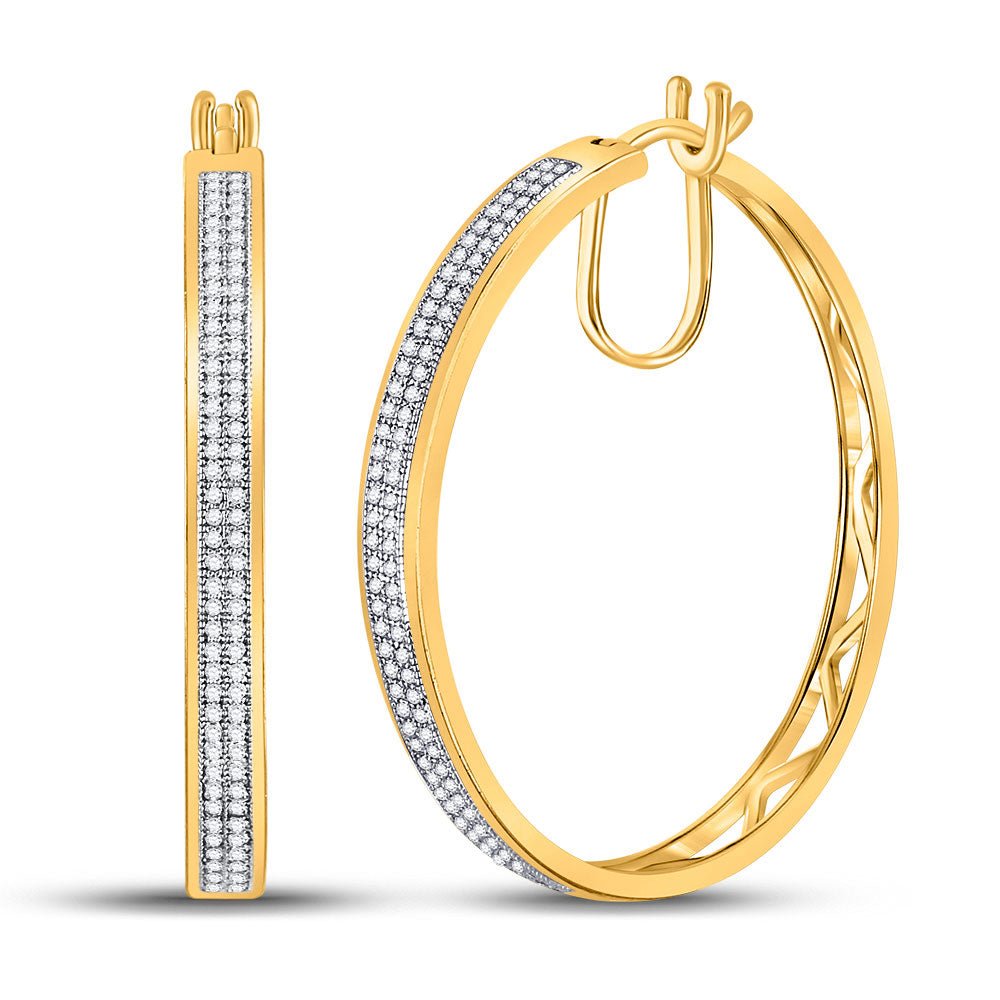 Earrings | 10kt Yellow Gold Womens Round Diamond Hoop Earrings 1/2 Cttw | Splendid Jewellery GND