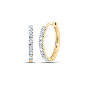 Radiant Brilliance: 10kt Yellow Gold Womens Round Diamond Hoop Earrings 1/2 Cttw product  Top View from Splendid Jewellery