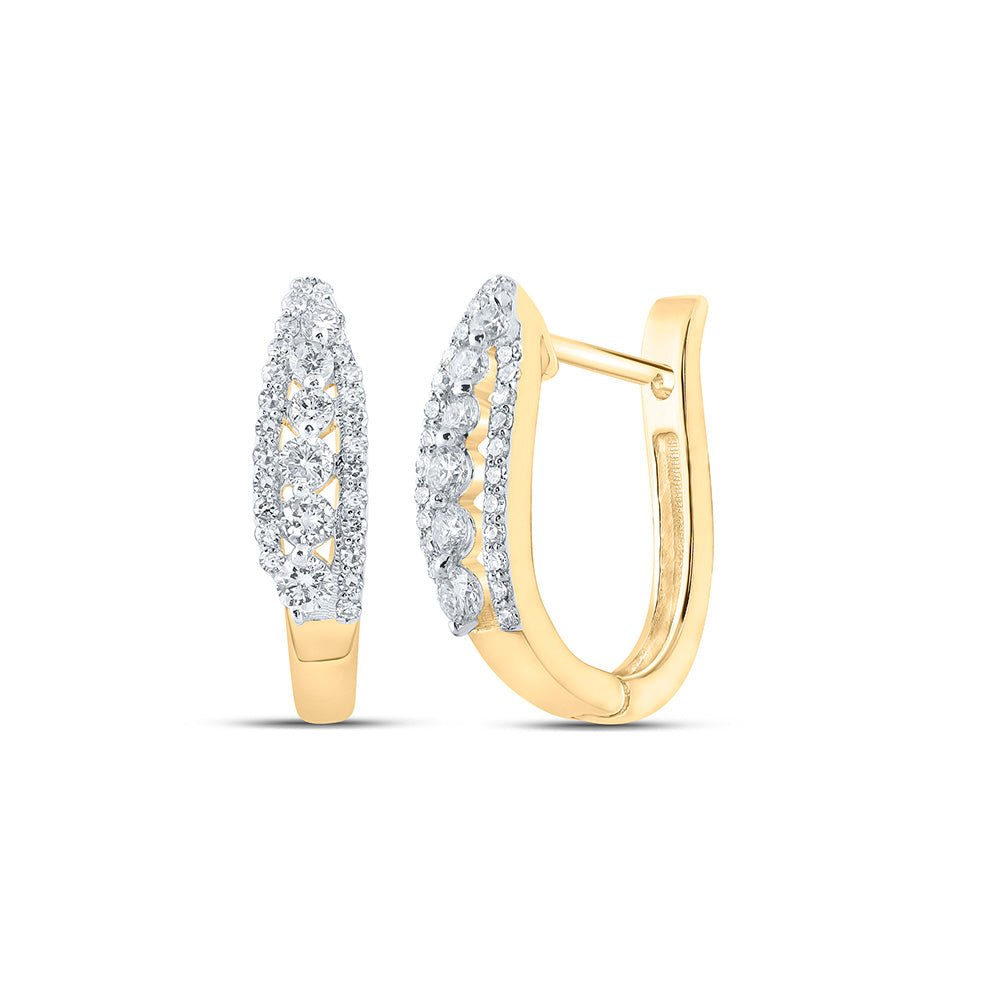 Earrings | 10kt Yellow Gold Womens Round Diamond Hoop Earrings 1/2 Cttw | Splendid Jewellery GND