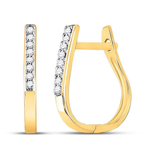 Earrings | 10kt Yellow Gold Womens Round Diamond Hoop Earrings 1/20 Cttw | Splendid Jewellery GND