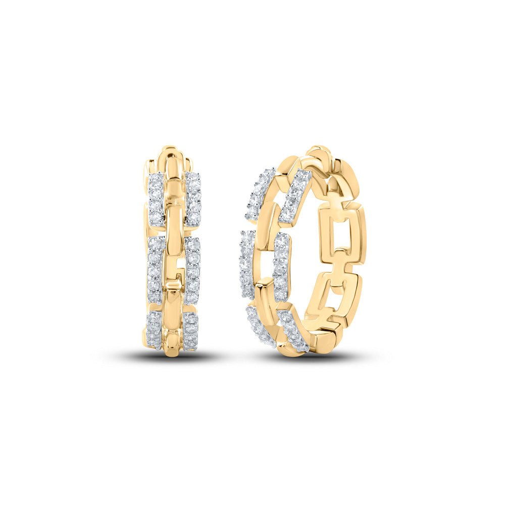 Earrings | 10kt Yellow Gold Womens Round Diamond Hoop Earrings 1/3 Cttw | Splendid Jewellery GND