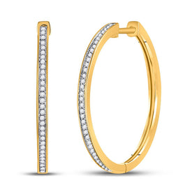 Radiant Brilliance: 10kt Yellow Gold Diamond Hoop Earrings product  Top View from Splendid Jewellery