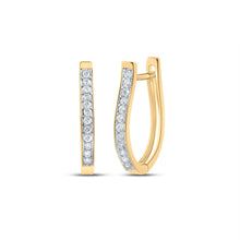 Load image into Gallery viewer, 10kt Yellow Gold Sparkling Diamond Hoop Earrings product  Top View from Splendid Jewellery