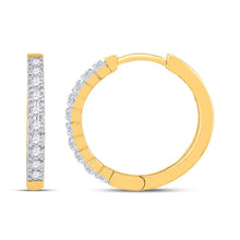 Load image into Gallery viewer, Radiant Gold and Sparkling Diamond Hoop Earrings product  Top View from Splendid Jewellery