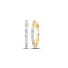 Load image into Gallery viewer, Radiant Brilliance: 10kt Yellow Gold Diamond Hoop Earrings product  Top View from Splendid Jewellery