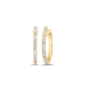 Earrings | 10kt Yellow Gold Womens Round Diamond Hoop Earrings 1/4 Cttw | Splendid Jewellery GND