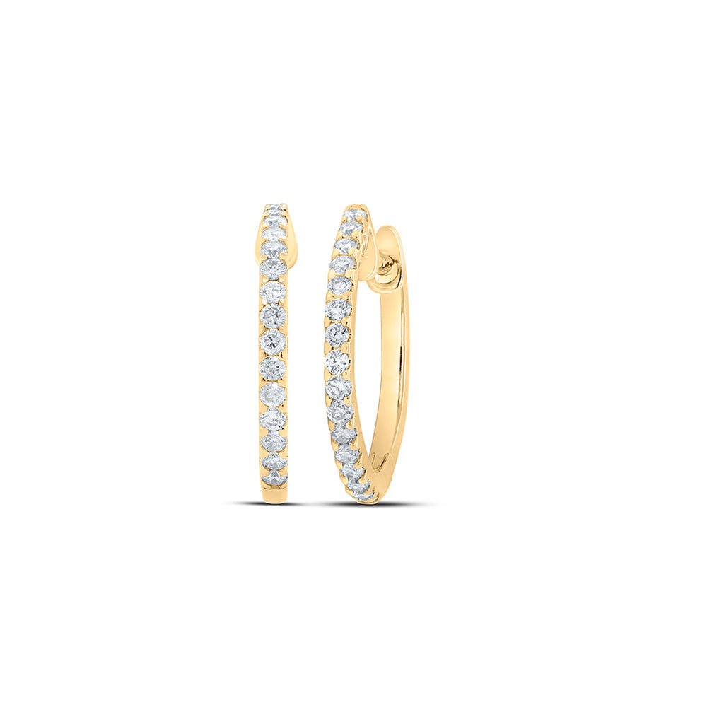 Earrings | 10kt Yellow Gold Womens Round Diamond Hoop Earrings 1/4 Cttw | Splendid Jewellery GND