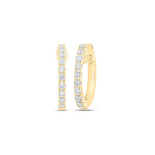 Load image into Gallery viewer, 10kt Golden Brilliance Diamond Hoop Earrings product  Top View from Splendid Jewellery