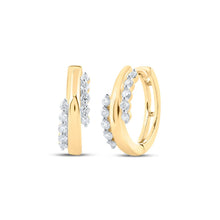 Load image into Gallery viewer, 10kt Yellow Gold Diamond Brilliance Hoop Earrings product  Top View from Splendid Jewellery