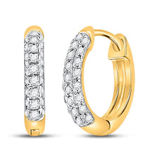 Load image into Gallery viewer, Sparkling 10kt Yellow Gold Diamond Hoop Earrings: Radiant Elegance for Every Occasion product  Top View from Splendid Jewellery