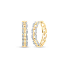Load image into Gallery viewer, Radiant Brilliance: 10kt Yellow Gold Diamond Hoop Earrings product  Top View from Splendid Jewellery