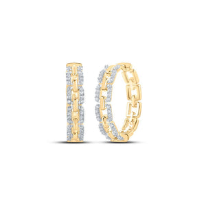 Earrings | 10kt Yellow Gold Womens Round Diamond Hoop Earrings 3/8 Cttw | Splendid Jewellery GND