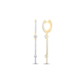 Radiant Gold and Diamond Hoop Stick Dangle Earrings product  Top View from Splendid Jewellery