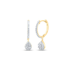 Earrings | 10kt Yellow Gold Womens Round Diamond Hoop Teardrop Dangle Earrings 3/8 Cttw | Splendid Jewellery GND