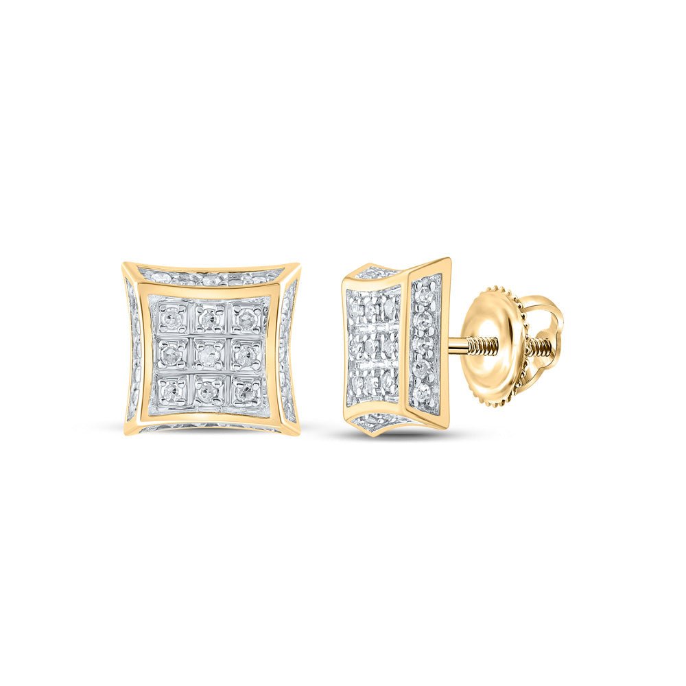 Earrings | 10kt Yellow Gold Womens Round Diamond Kite Square Earrings 1/6 Cttw | Splendid Jewellery GND