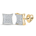 Dazzling 10kt Yellow Gold Diamond Kite Square Earrings product  Top View from Splendid Jewellery