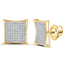 Load image into Gallery viewer, Radiant Diamond Kite Square Earrings in 10kt Yellow Gold product  Top View from Splendid Jewellery
