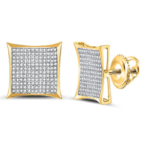 Earrings | 10kt Yellow Gold Womens Round Diamond Kite Square Earrings 7/8 Cttw | Splendid Jewellery GND