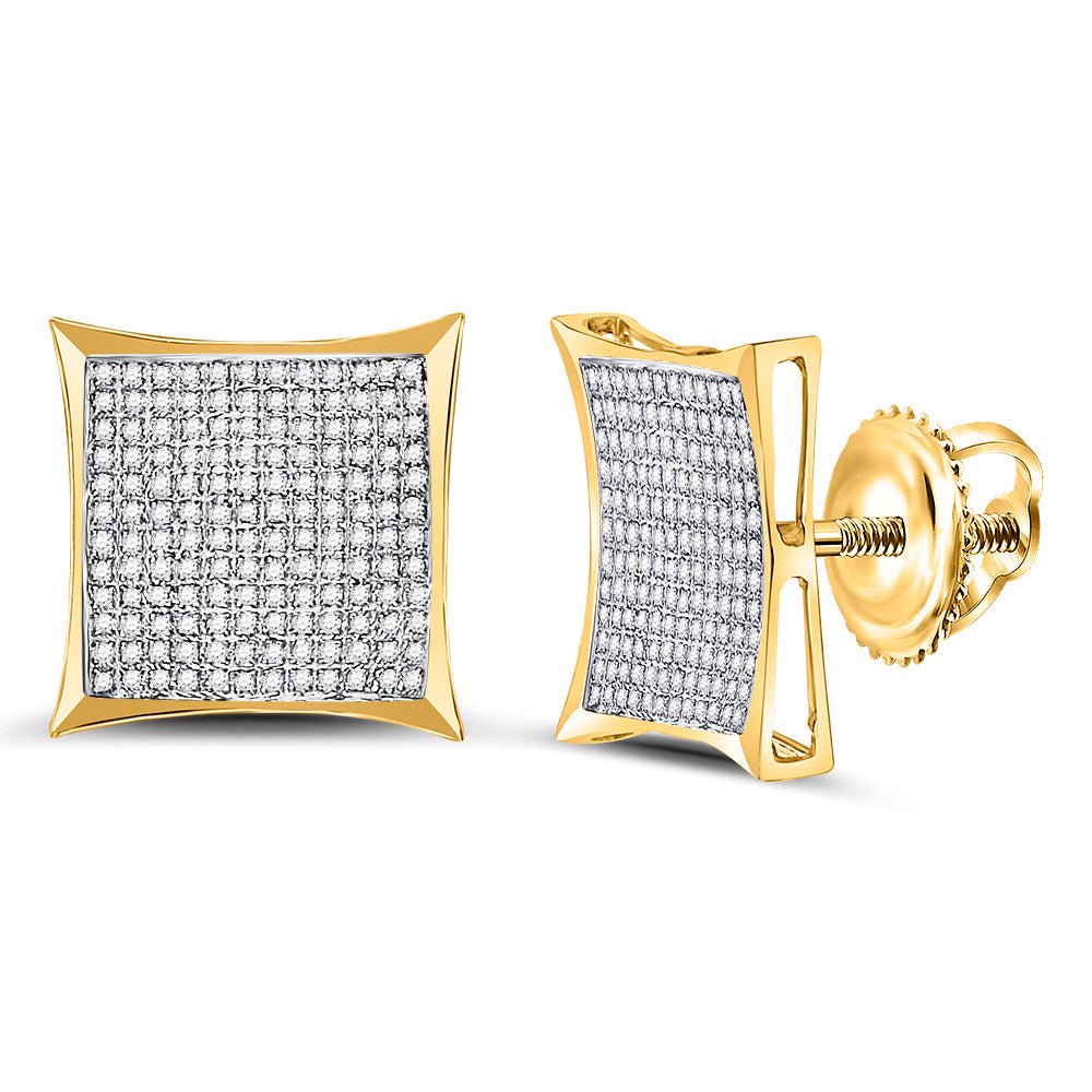 Earrings | 10kt Yellow Gold Womens Round Diamond Kite Square Earrings 7/8 Cttw | Splendid Jewellery GND