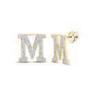 10kt Yellow Gold Women's Round Diamond M Initial Letter Earrings - Personalized Elegance product  Top View from Splendid Jewellery