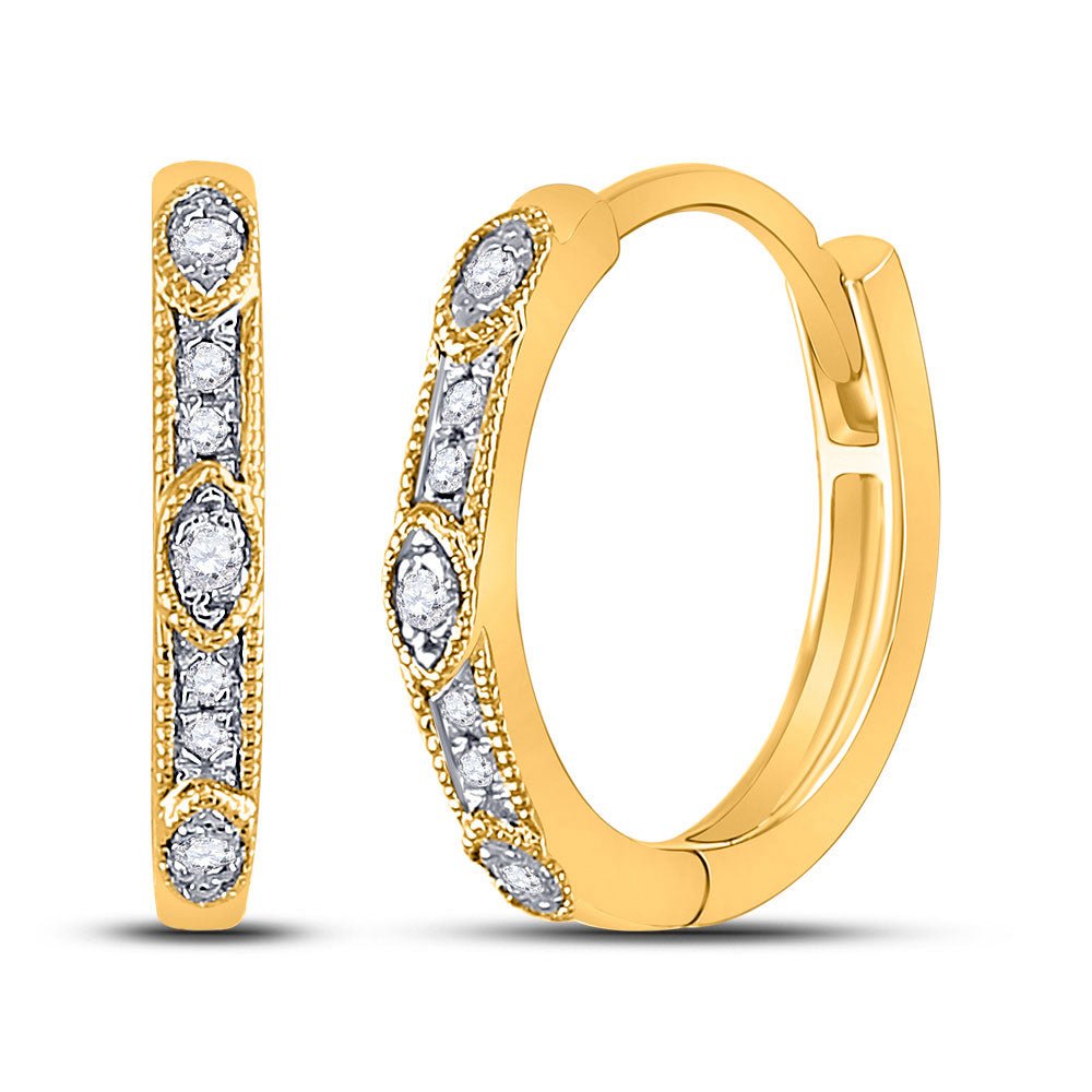 Earrings | 10kt Yellow Gold Womens Round Diamond Milgrain Fashion Earrings 1/10 Cttw | Splendid Jewellery GND