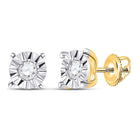 Radiant Brilliance: 10kt Yellow Gold Women's Round Diamond Miracle Stud Earrings 1/6 Cttw product  Top View from Splendid Jewellery
