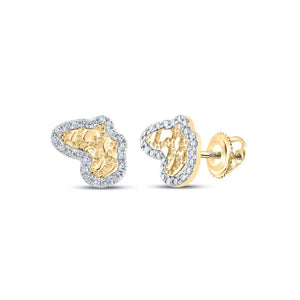 Earrings | 10kt Yellow Gold Womens Round Diamond Nugget Fashion Earrings 1/10 Cttw | Splendid Jewellery GND