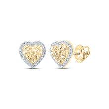 Load image into Gallery viewer, 10kt Yellow Gold Heart-Shaped Diamond Nugget Earrings - Timeless Elegance and Sparkling Brilliance product  Top View from Splendid Jewellery