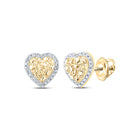 10kt Yellow Gold Heart-Shaped Diamond Nugget Earrings - Timeless Elegance and Sparkling Brilliance product  Top View from Splendid Jewellery
