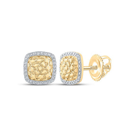 10kt Yellow Gold Diamond Nugget Square Earrings: A Dazzling Touch of Elegance product  Top View from Splendid Jewellery