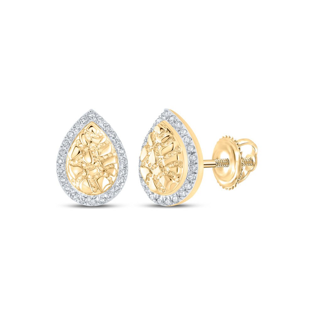 Earrings | 10kt Yellow Gold Womens Round Diamond Nugget Teardrop Earrings 1/10 Cttw | Splendid Jewellery GND