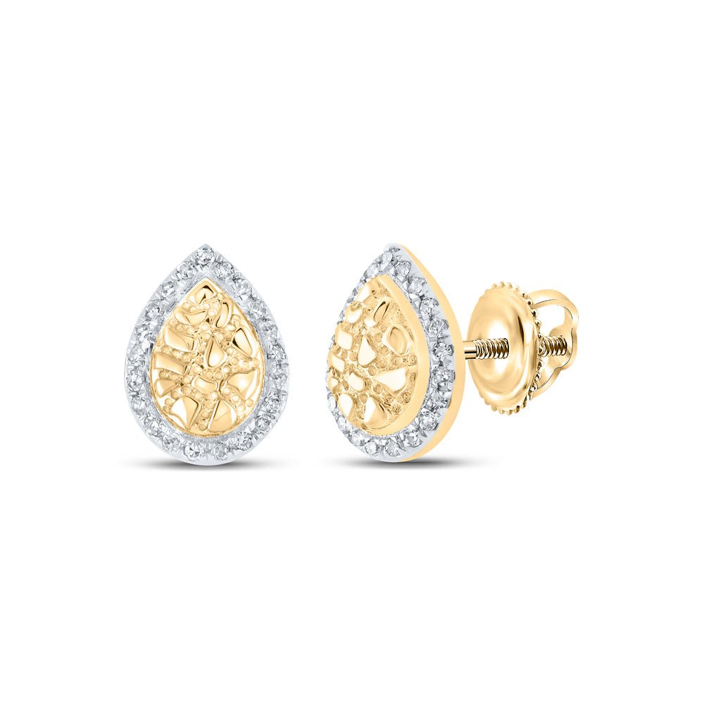 Earrings | 10kt Yellow Gold Womens Round Diamond Nugget Teardrop Earrings 1/10 Cttw | Splendid Jewellery GND