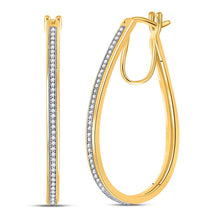 Load image into Gallery viewer, 10kt Yellow Gold Diamond Oblong Hoop Earrings: A Timeless Sparkle product  Top View from Splendid Jewellery