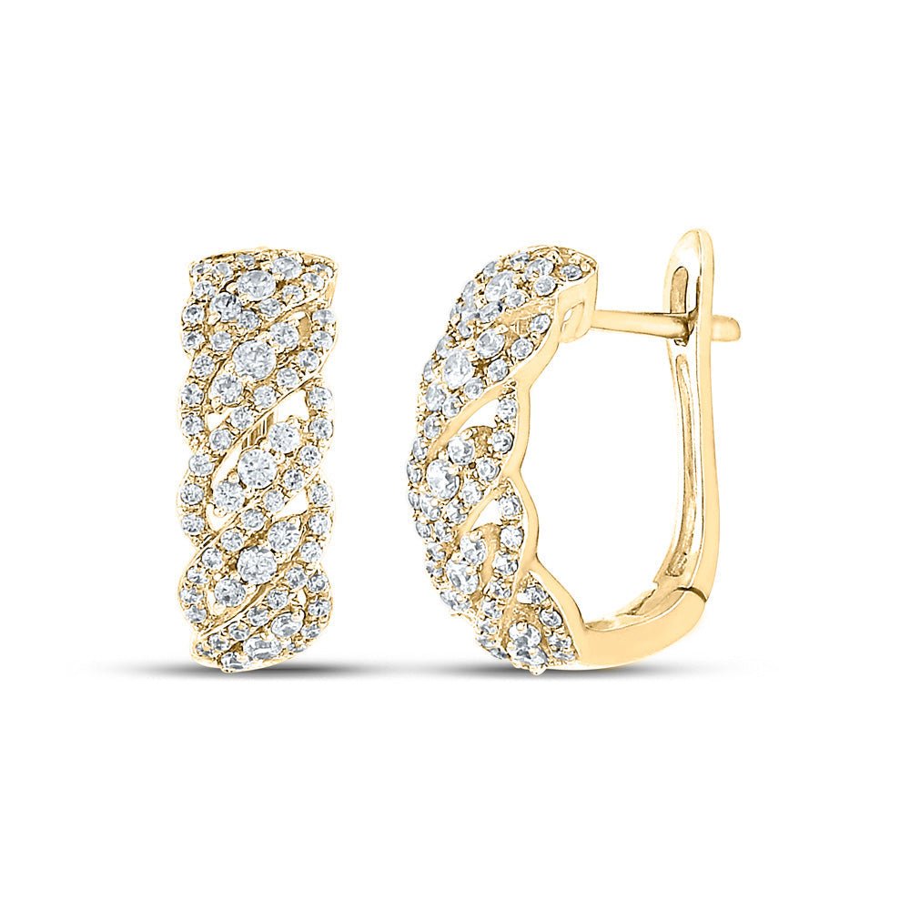 Earrings | 10kt Yellow Gold Womens Round Diamond Oblong Hoop Earrings 5/8 Cttw | Splendid Jewellery GND