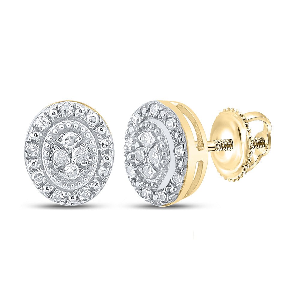 Earrings | 10kt Yellow Gold Womens Round Diamond Oval Cluster Earrings 1/10 Cttw | Splendid Jewellery GND