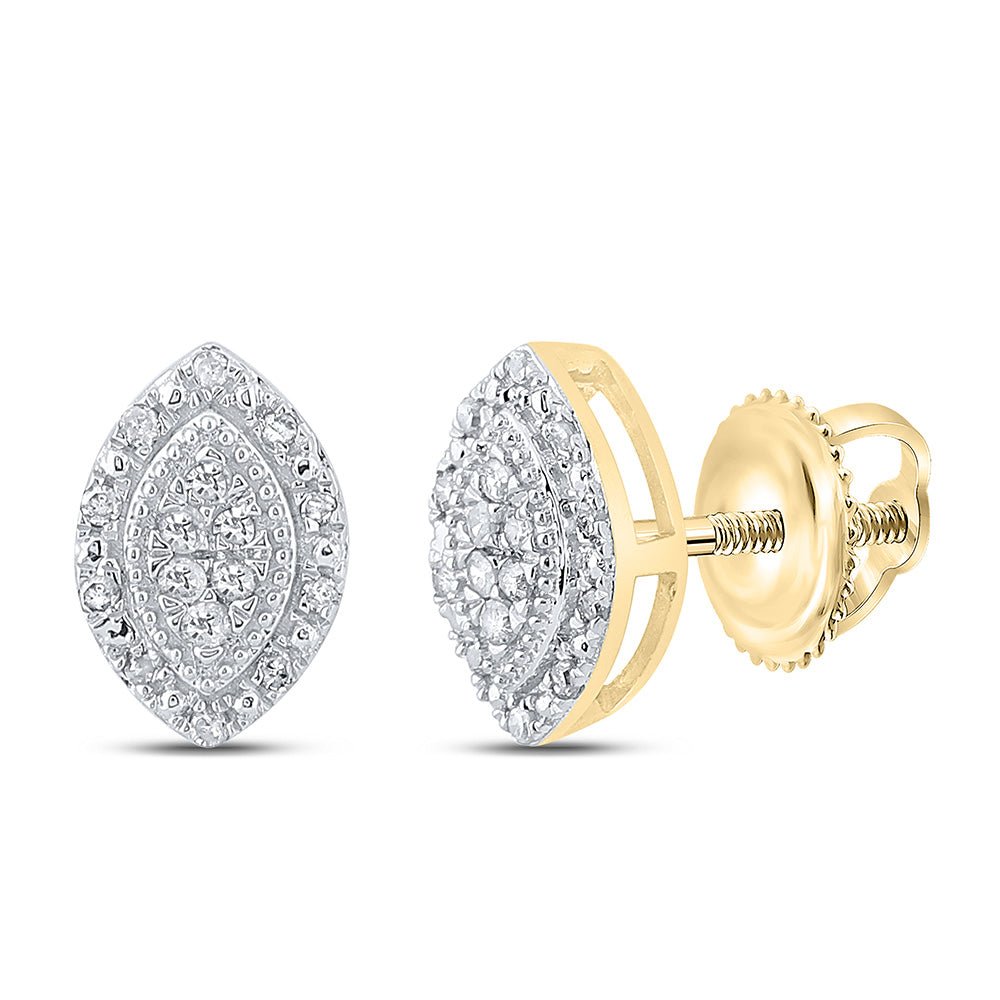 Earrings | 10kt Yellow Gold Womens Round Diamond Oval Cluster Earrings 1/8 Cttw | Splendid Jewellery GND