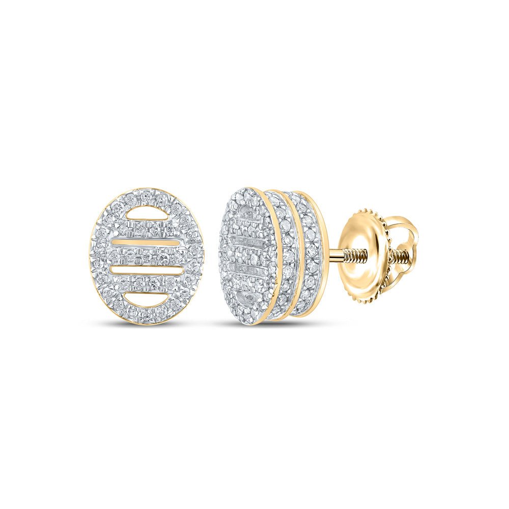 Earrings | 10kt Yellow Gold Womens Round Diamond Oval Earrings 1/2 Cttw | Splendid Jewellery GND
