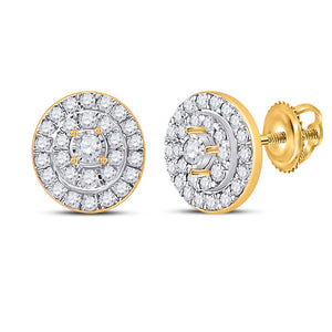 Earrings | 10kt Yellow Gold Womens Round Diamond Oval Earrings 1/3 Cttw | Splendid Jewellery GND